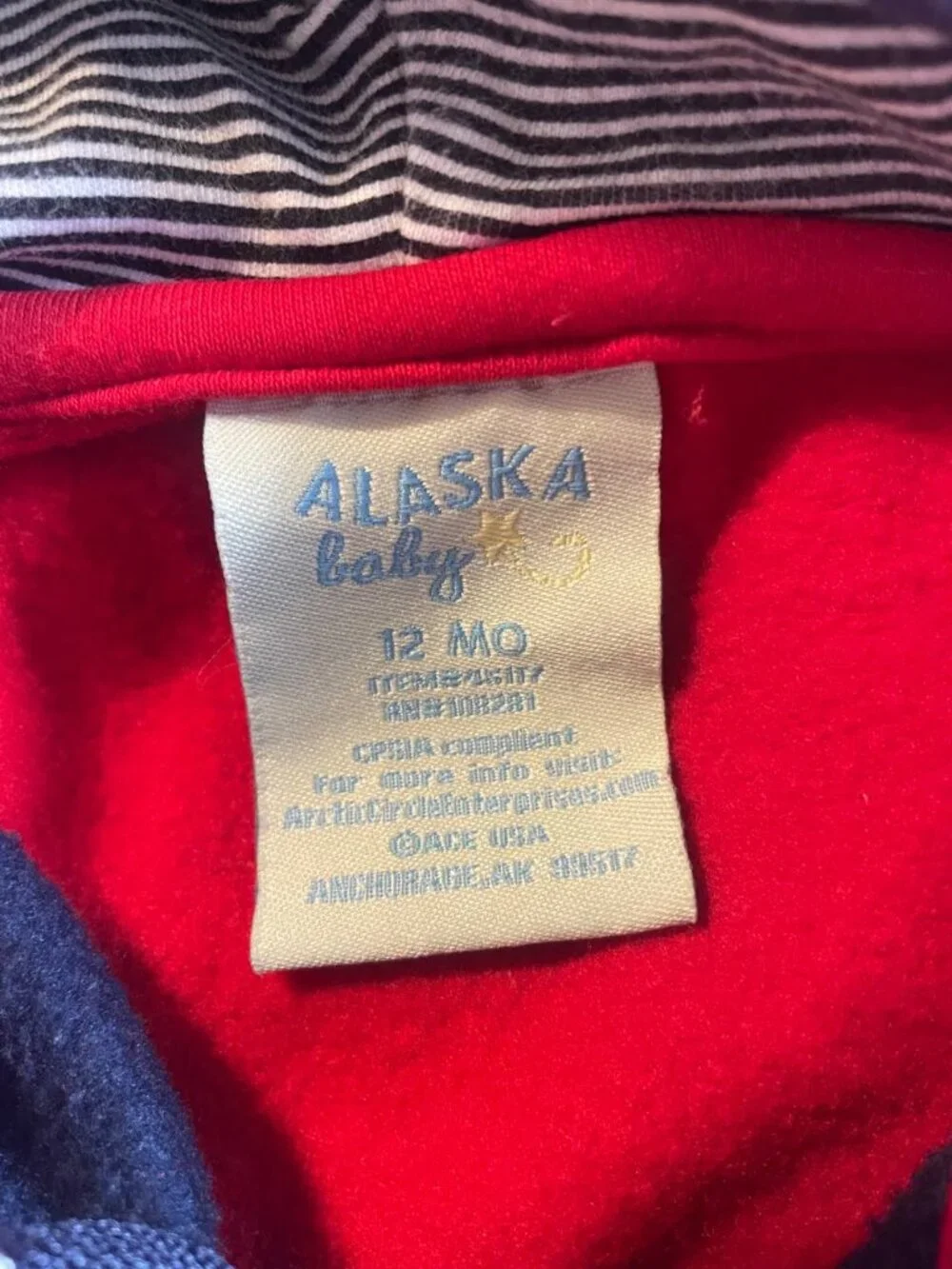 Vintage ALASKA baby 90s Husky Dog Hooded Jacket 12 Months - Adorable Kidcore